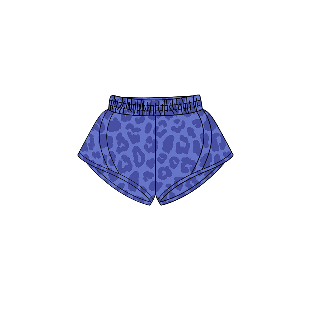 Blue Leopard Print Women's Shorts for Summer Adult Women's Fashion Casual High Waist Trousers