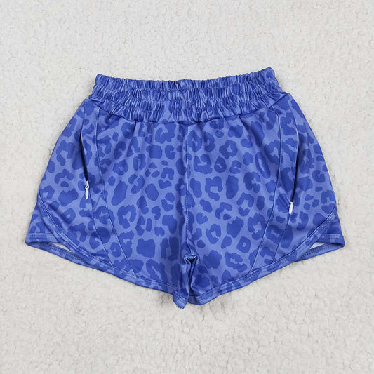 5.01 SS0466RTS NO MOQ Baby Girls Summer Shorts  Blue leopard kids girls summer shorts