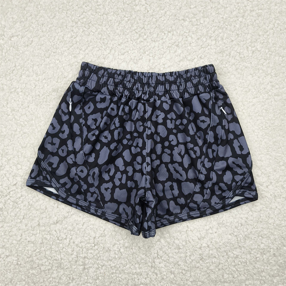 6.21 SS0467RTS NO MOQ Baby Girls Summer Yoga Shorts Baby Girls Black Leopard Yoga Shorts Bottoms