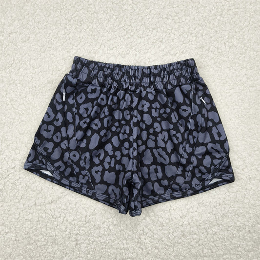 6.21 SS0467RTS NO MOQ Baby Girls Summer Yoga Shorts Baby Girls Black Leopard Yoga Shorts Bottoms