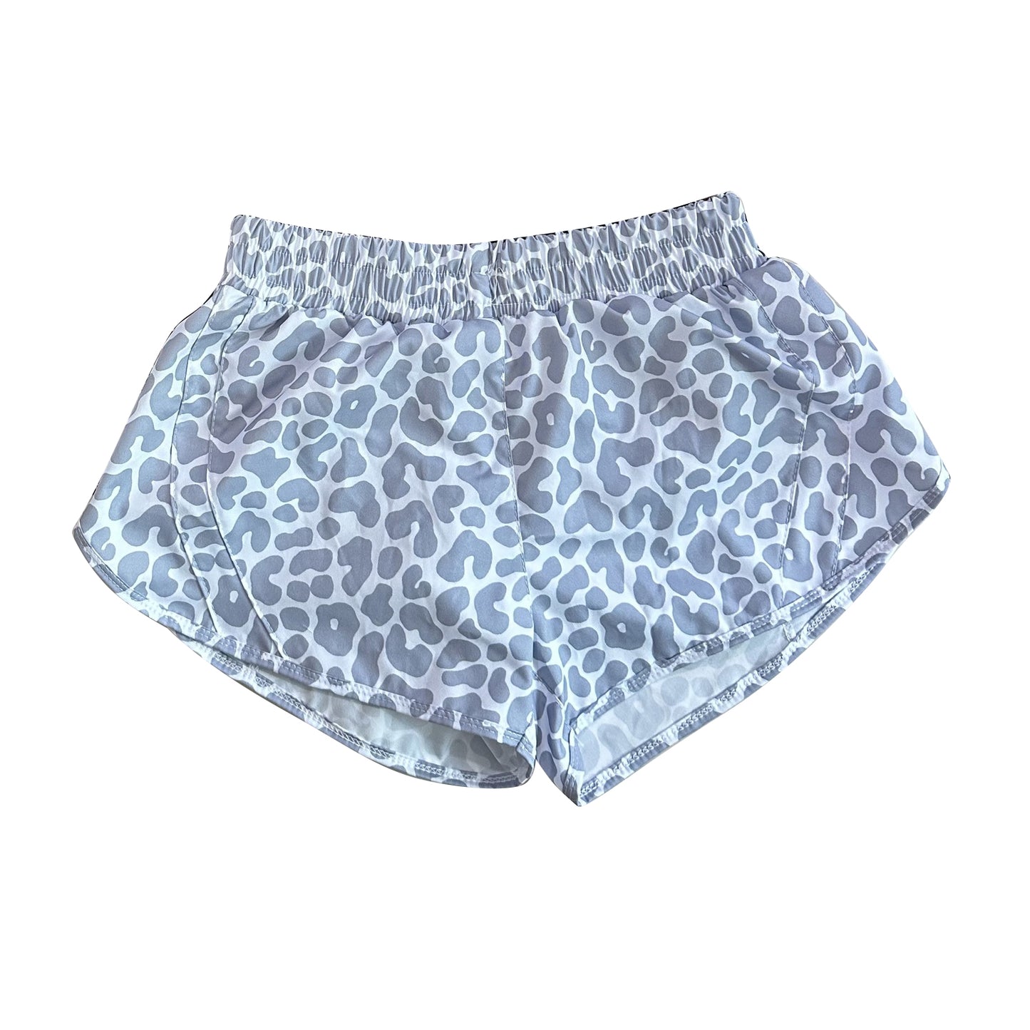 Grey Leopard Print Women's Summer Shorts Adult Animal Patterned Casual Loose Fit High Waist Trousers