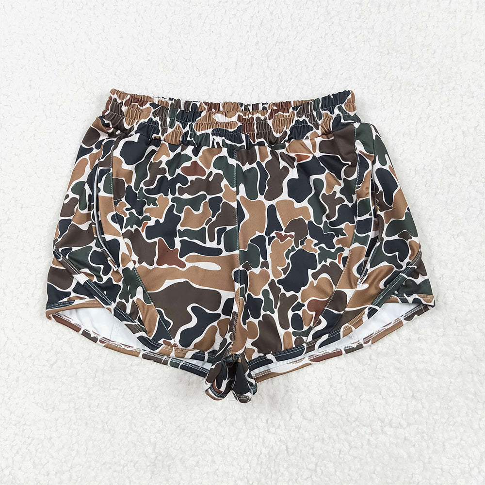 5.01 SS0469 RTS NO MOQ Adult Women's Summer Shorts Dark brown camo adult women summer shorts