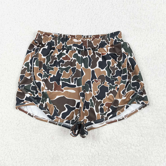 5.01 SS0469 RTS NO MOQ Adult Women's Summer Shorts Dark brown camo adult women summer shorts