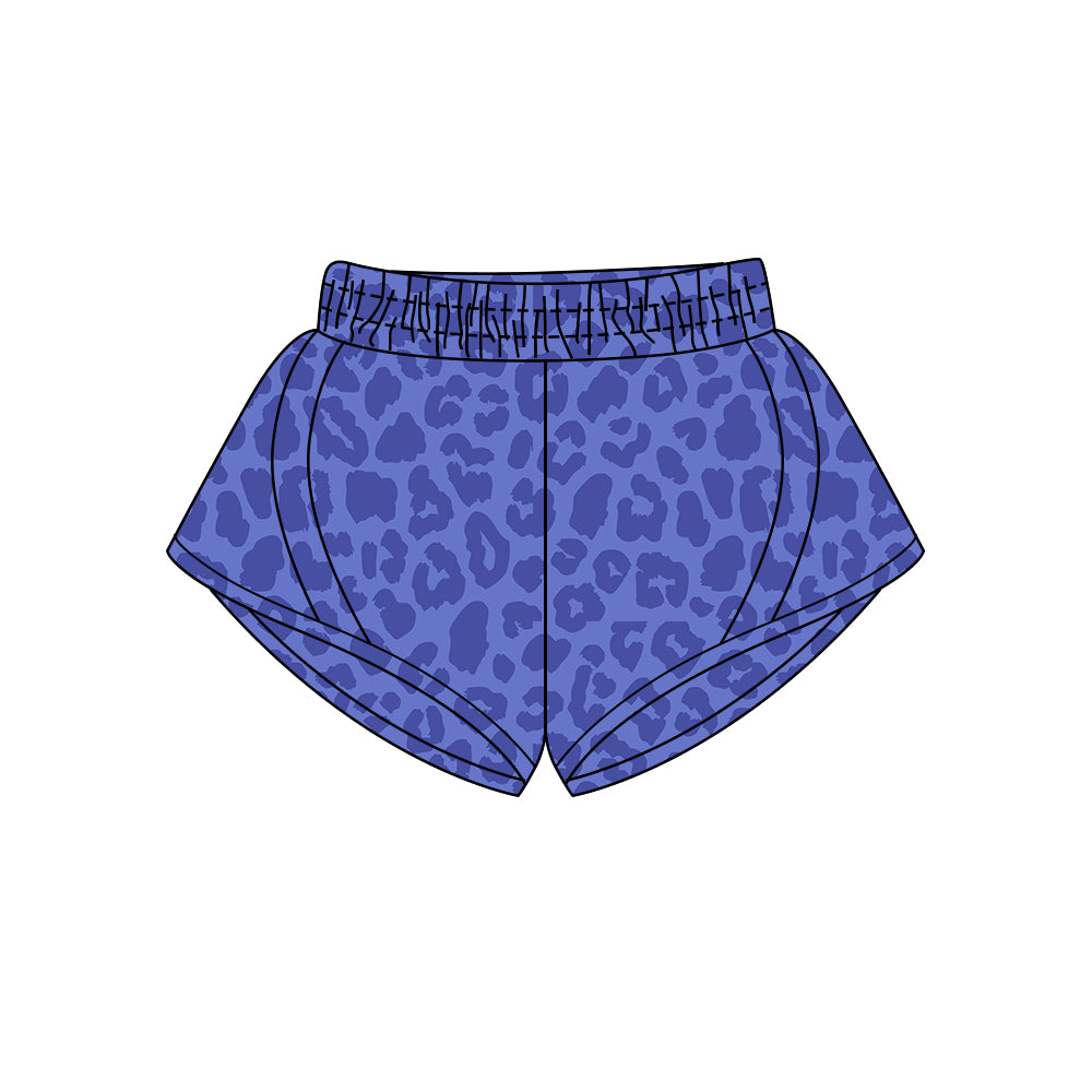 Blue Leopard Print Women's Shorts for Summer Adult Women's Fashion Casual High Waist Trousers