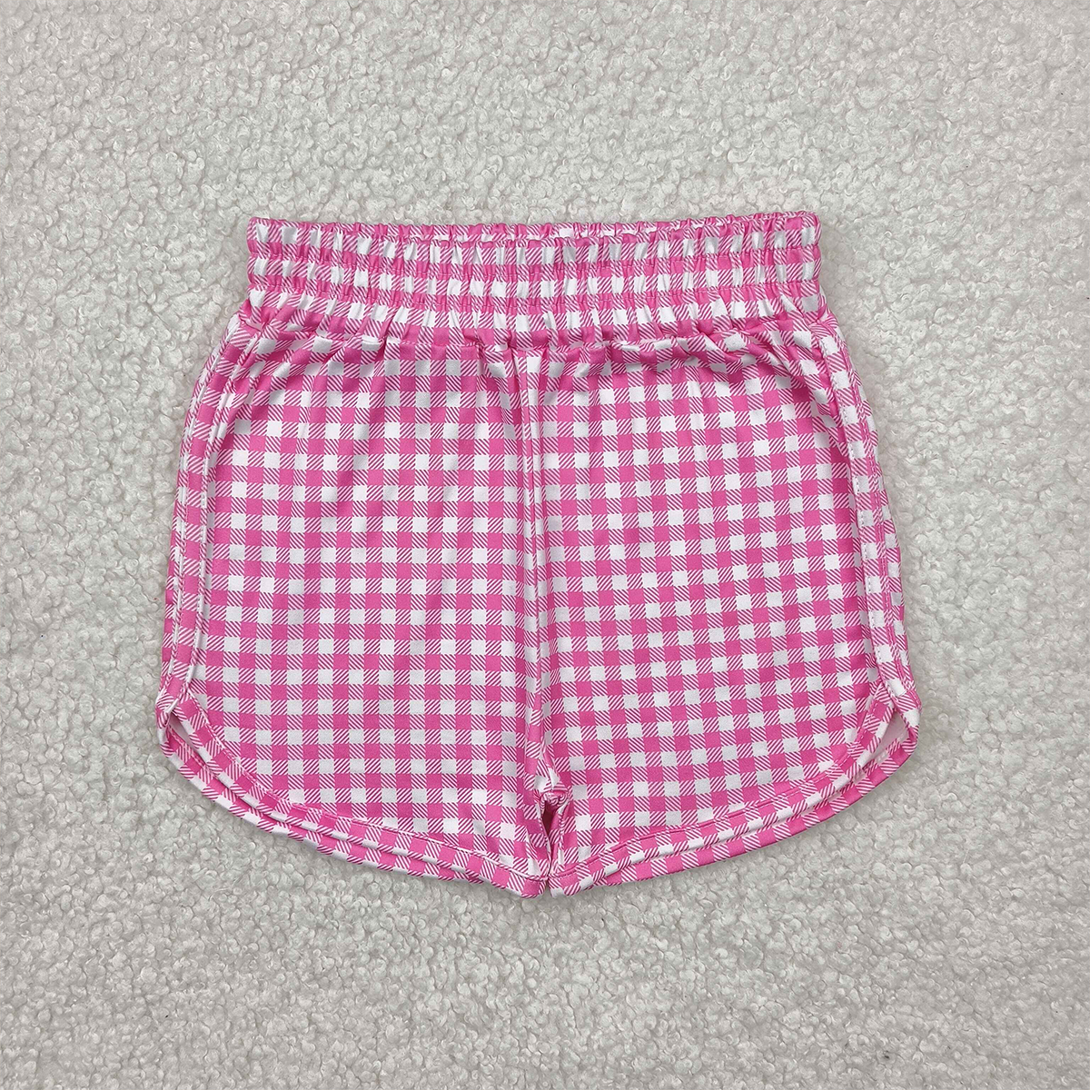 6.10  SS0472 RTS NO MOQ Baby Girls Summer Shorts Pink plaid elastic waist kids girls summer shorts