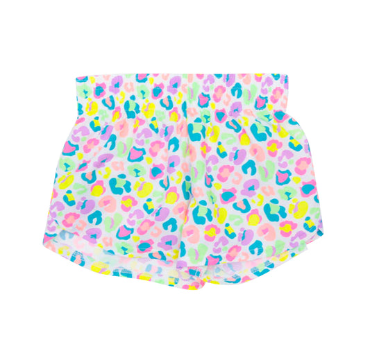SS0475Colorful leopard elastic waist kids girls summer shorts