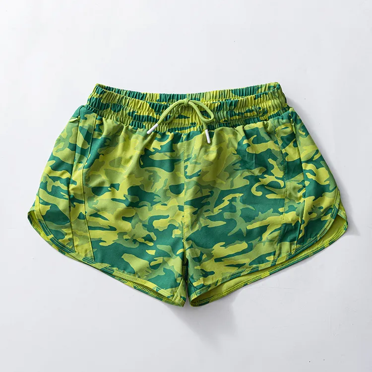 Kids Girls Green Camo Elastic Waist Summer Shorts - Flexible Fit Casual Clothing for Children