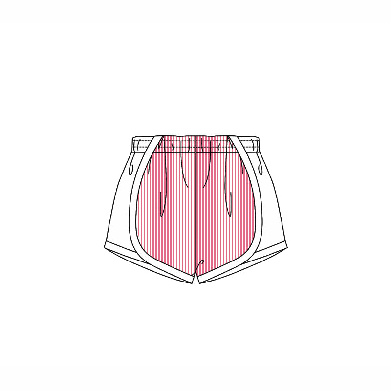 pre order Kids Girls Lavender Stripe White Summer Shorts Breathable Lightweight Comfortable Fitted for Active Little Girls