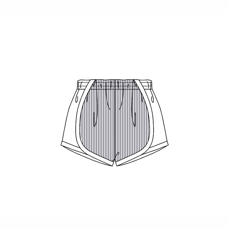 pre order Kids Girls Lavender Stripe White Summer Shorts Breathable Lightweight Comfortable Fitted for Active Little Girls