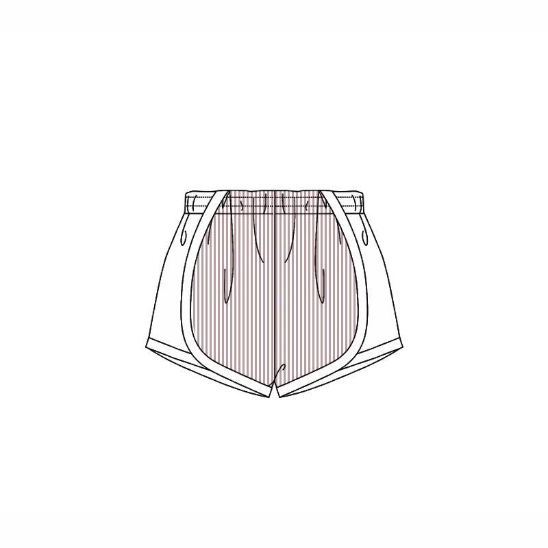 pre order Kids Girls Lavender Stripe White Summer Shorts Breathable Lightweight Comfortable Fitted for Active Little Girls