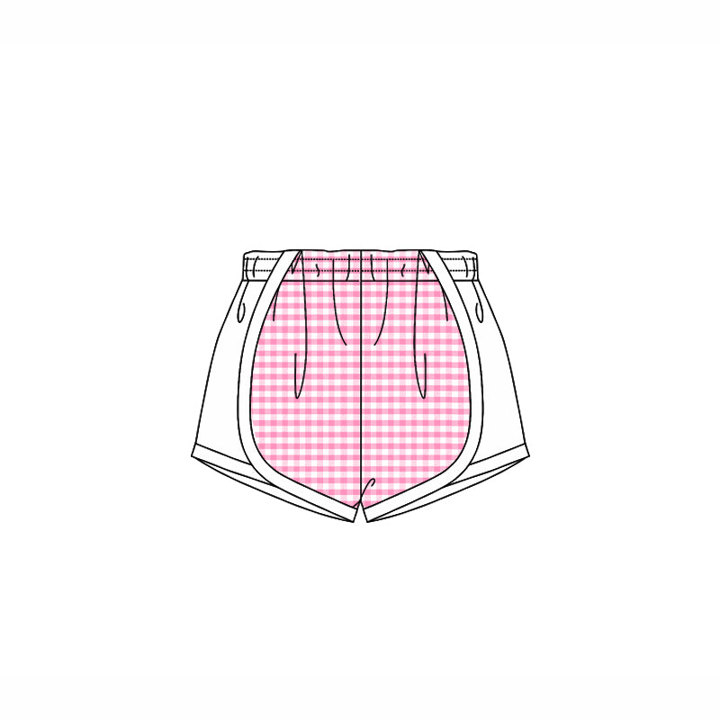 pre order Kids Girls Pink Plaid Summer Shorts White Checkered Children's Clothing for Girls
