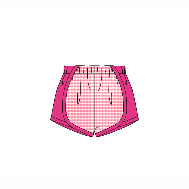 pre order Kids Girls Pink Plaid Summer Shorts White Checkered Children's Clothing for Girls