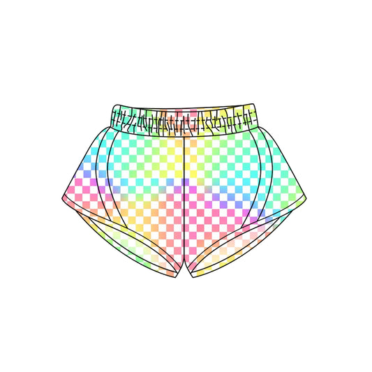 SS0500  Pre order  Baby Girls Colorful Plaid Yoga Shorts Bottoms