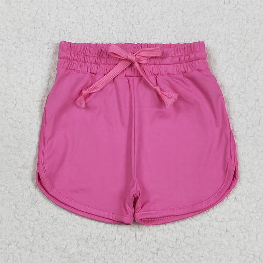 8.25  SS0503 RTS NO MOQ Baby Girls Summer Yoga Shorts Baby Girls Hot Pink Belt Yoga Shorts Bottoms