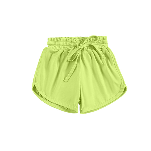 pre order Kids Girls Green Elastic Waist Active Wear Yoga Shorts - Comfortable Flexible Fitness Training Sportswear