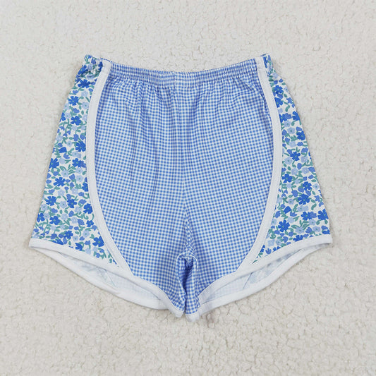 7.15 S0519RTS NO MOQ Baby Girls Shorts Baby Girls Blue Floral Shorts Bottoms