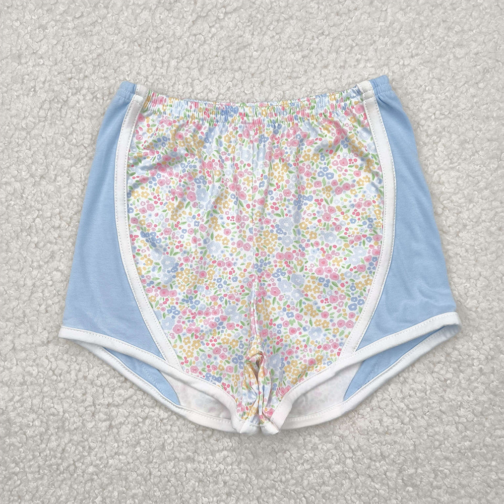 4.15 SS0522 RTS NO MOQ Baby Girls Summer Shorts Light blue floral baby girls summer shorts