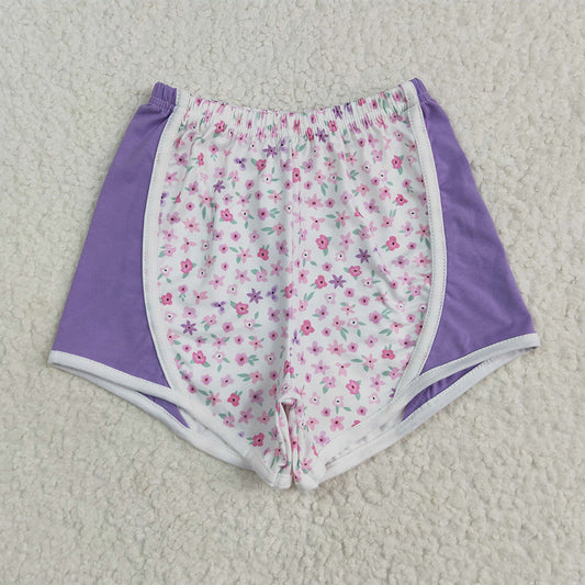6.19 SS0524RTS NO MOQ Baby Girls Shorts Baby Girls Lavender Floral Strawberry Shorts Bottoms