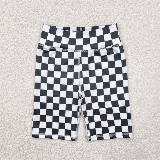 4.15 SS0537 RTS NO MOQ Baby Girls Yoga Shorts High waist black plaid kids girls summer shorts