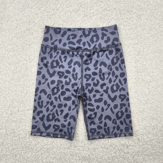 6.16  SS0539 RTS NO MOQ Baby Girls Summer Yoga Shorts Baby Girls Gray Leopard Biking Shorts Bottoms