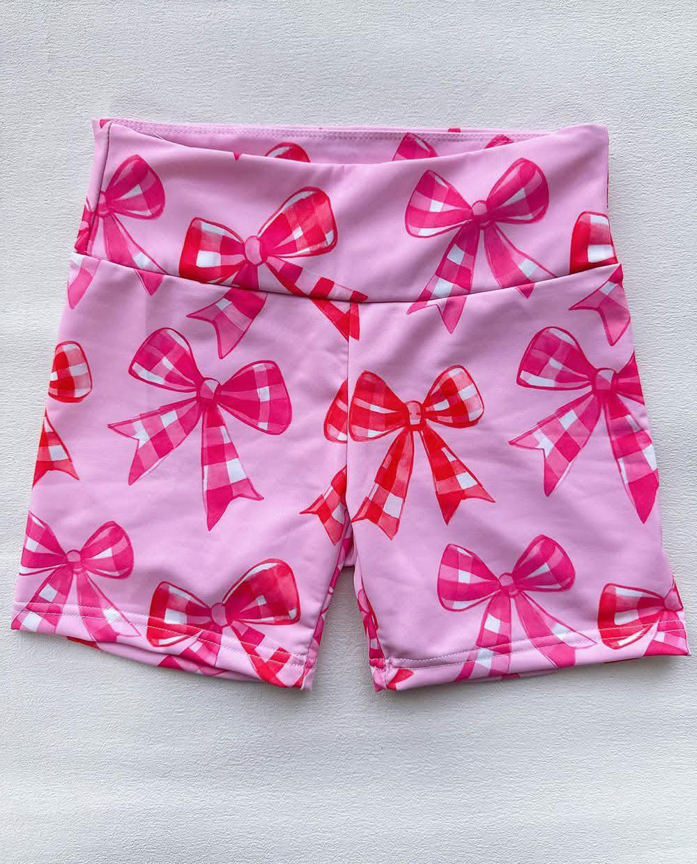 6.24  Pre order Baby Girls Pink Plaid Bow Biking Shorts Bottoms Soft Cotton Breathable Baby Pants for Spring/Autumn Comfortable Kids Clothing