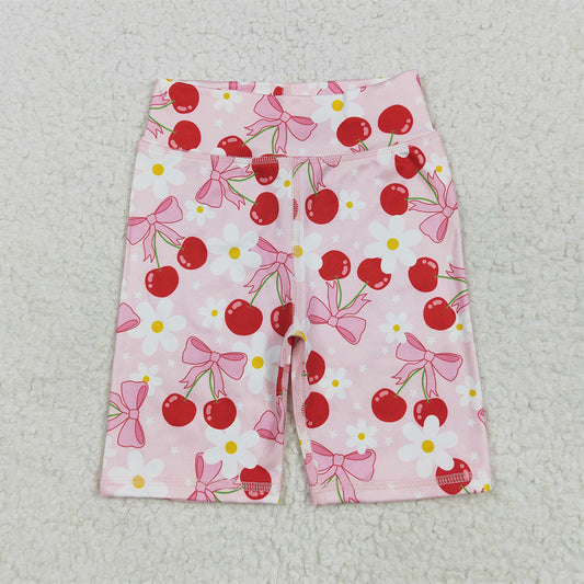6.21 SS0541 RTS NO MOQ Baby Girls Yoga Shorts Baby Girls Pink Bows Flowers Biking Shorts Bottoms