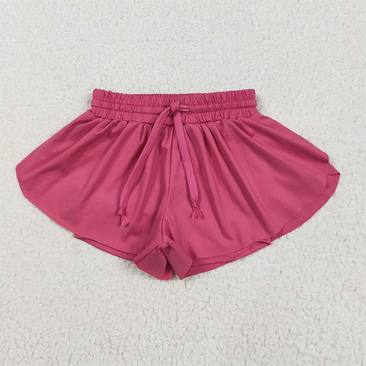 7.23  SS0545RTS NO MOQ Baby Girls Summer Yoga Shorts Baby Girls Hot Pink Skort Shorts Bottoms