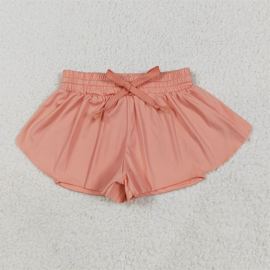 7.10  SS0547 RTS NO MOQ Baby Girls Summer Yoga Shorts Baby Girls Peach Skort Shorts Bottoms