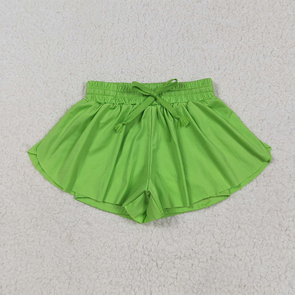7.02 SS0548RTS NO MOQ Baby Girls Summer Yoga Shorts Baby Girls Green Skort Shorts Bottoms