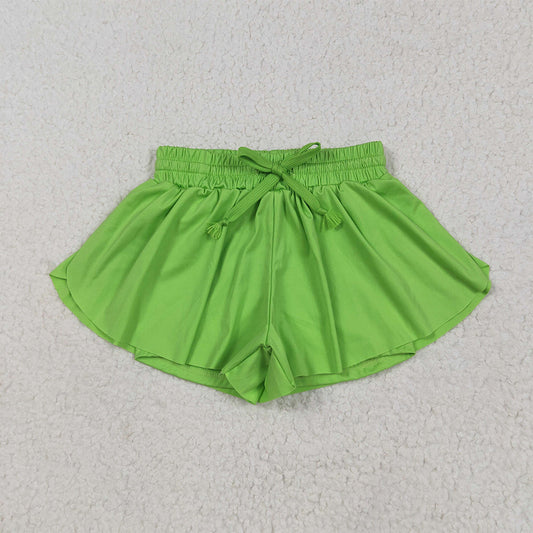 7.02 SS0548RTS NO MOQ Baby Girls Summer Yoga Shorts Baby Girls Green Skort Shorts Bottoms