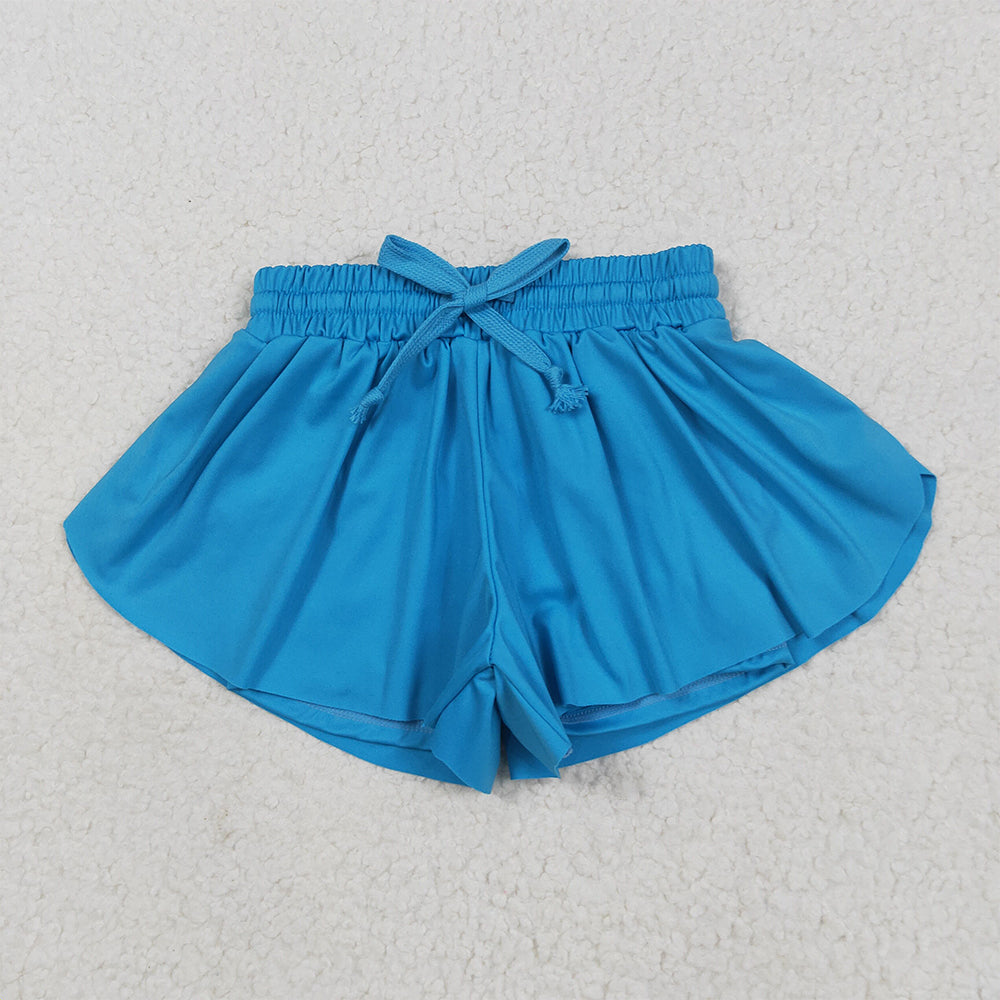 8.11  SS0549 RTS NO MOQ Baby Girls Summer Yoga Shorts Baby Girls Blue Yoga Skort Shorts Bottoms