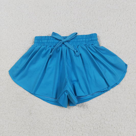 8.11  SS0549 RTS NO MOQ Baby Girls Summer Yoga Shorts Baby Girls Blue Yoga Skort Shorts Bottoms