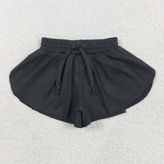 USA Shop (in stock)  SS0551RTS NO MOQ Baby Girls Summer Yoga Shorts Baby Girls Black Yoga Skort Shorts Bottoms