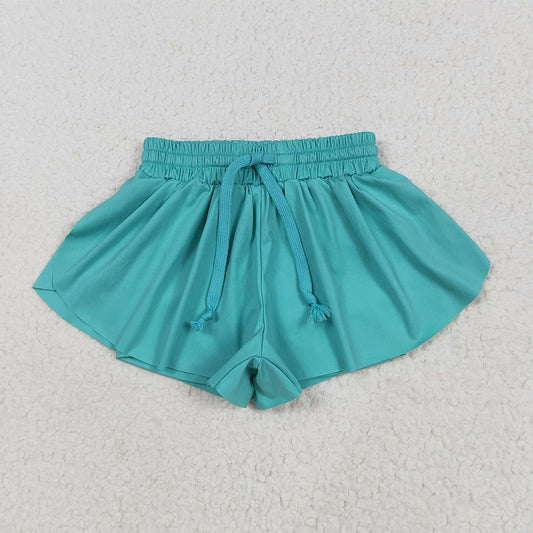 7.02 SS0553RTS NO MOQ  Baby Girls Summer Yoga Shorts Baby Girls Aqua Skort Shorts Bottoms