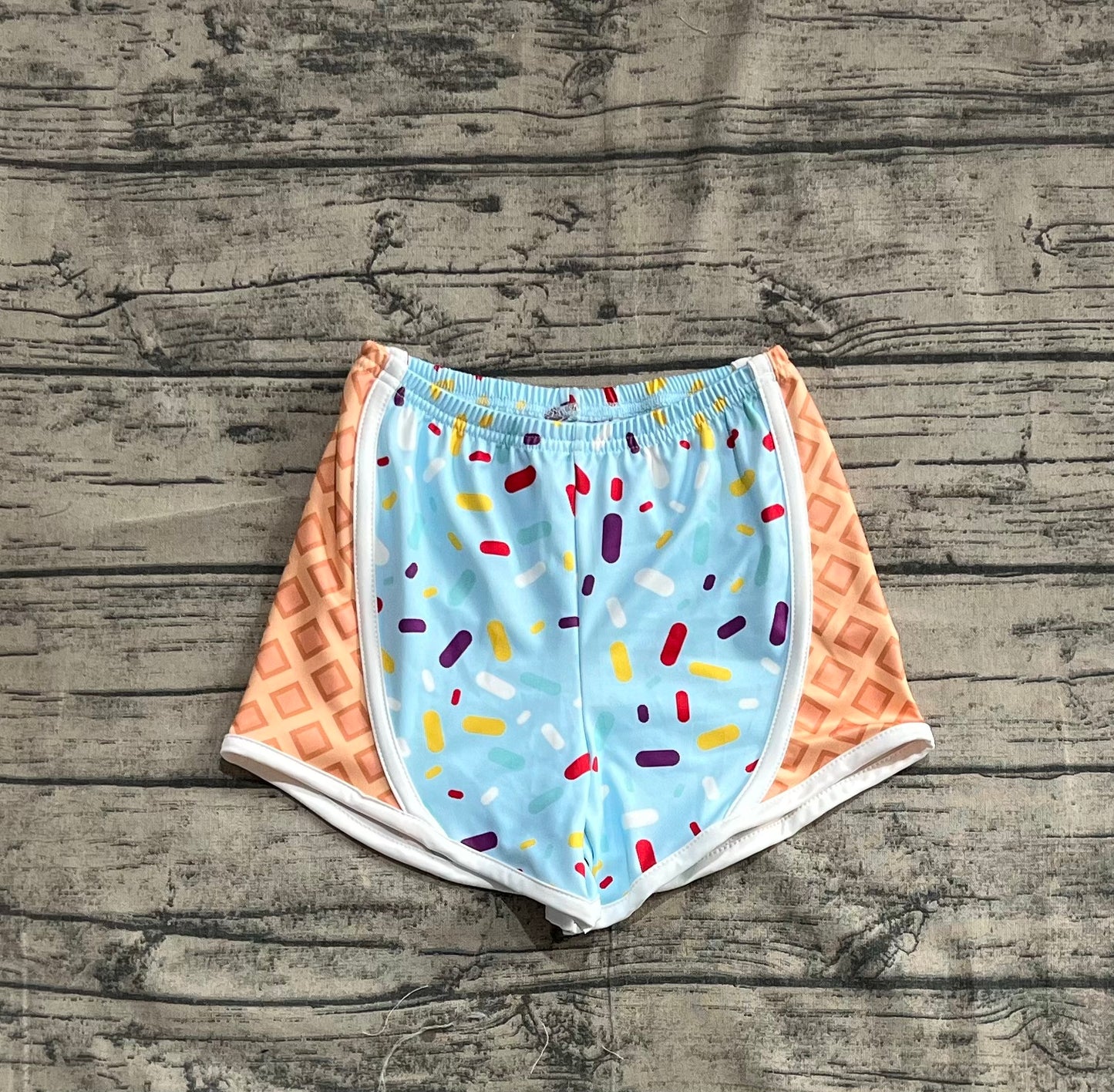 6.03  SS0571 Sample No Moq Fast Coming Baby Girls Summer Yoga Shorts Baby Girls Blue Ice-cream Drip Yoga Shorts Bottoms