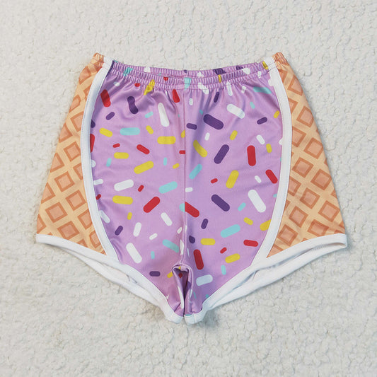 7.15 SS0572RTS NO MOQ Baby Girls Shorts Baby Girls Purple Ice-cream Drip Yoga Shorts Bottoms
