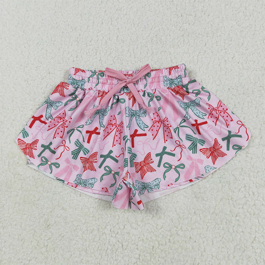 SS0578 RTS NO MOQ Baby Girls Summer Shorts Baby Girls Pink Green Bows Summer Shorts Bottoms