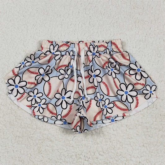 7.16  SS0581 RTS NO MOQ Baby Girls Summer Shorts Baby Girls Football Flowers Summer Shorts Bottoms
