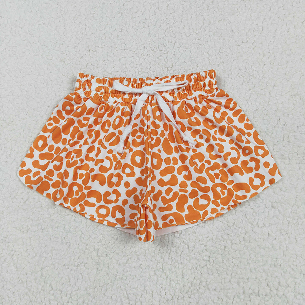 SS0584RTS NO MOQ Baby Girls Summer Shorts Baby Girls Orange Leopard Summer Shorts Bottoms