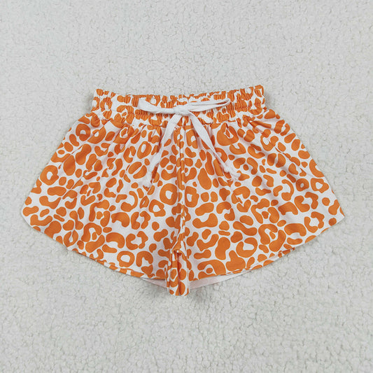SS0584RTS NO MOQ Baby Girls Summer Shorts Baby Girls Orange Leopard Summer Shorts Bottoms