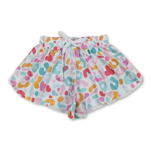 RTS Sibling Baby Girls Colorful Bows Leopard Skorts Ruffle Summer Shorts Bottoms