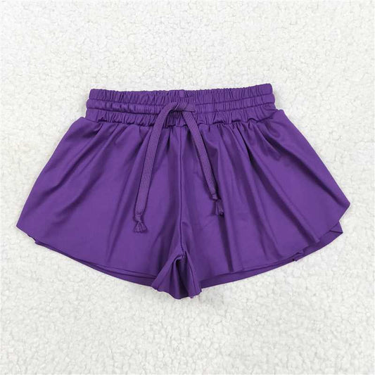 USA Warehouse (IN STOCK) SS0602 Kids Girls Purple Yoga Shorts Summer Activewear Comfortable Elastic Waist Pants