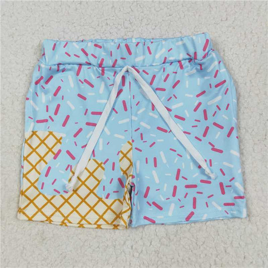 USA Warehouse (IN STOCK) SS0609 Light Blue Ice Cream Sprinkle Baby Boy Summer Shorts for Boys Summer Clothing Kids Fashion Outfits