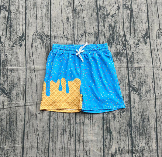 10.22 SS0619 Sample No Moq Baby Girls Blue Sprinkles Drip Summer Shorts
