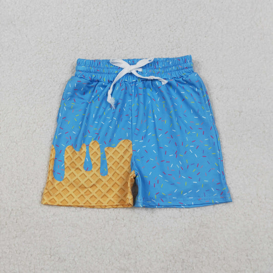 10.30 RTS NO MOQ （In stock）SS0619 Baby Girls Blue Ice Cream Drip Summer Shorts Bottoms