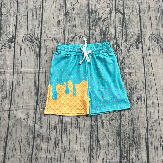10.22 SS0623 Sample No Moq Baby Girls Aqua Sprinkles Drip Summer Shorts Bottoms