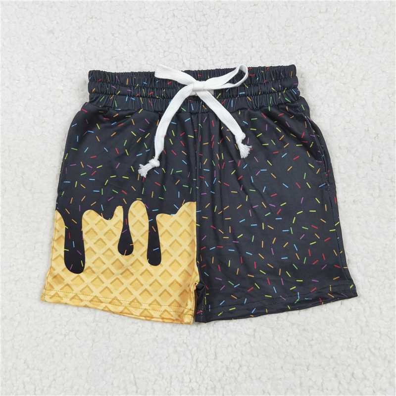 USA Warehouse (IN STOCK) SS0624 Black Ice Cream Sprinkle Baby Kids Summer Team Shorts for Boys