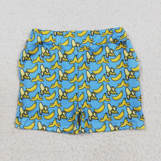 RTS NO MOQ （In stock）SS0634 Baby Girls Pants Baby Girls Blue Bananas Plaid Summer Shorts Bottom