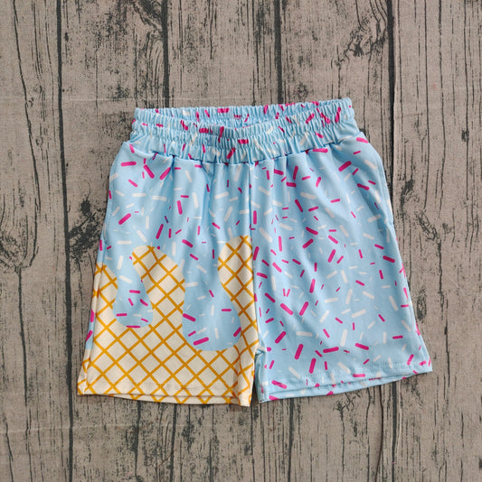 11.25 SS0635 Sample No Moq Baby Girls Blue Drip Team Shorts Bottom