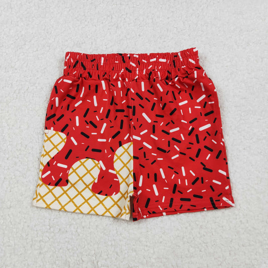 RTS NO MOQ （In stock）SS0637 Baby Boys Summer Shorts Red Drip Sprinkles Team Shorts Bottom